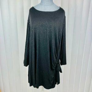 Lane Bryant Side Tie Foil Dot Black Top